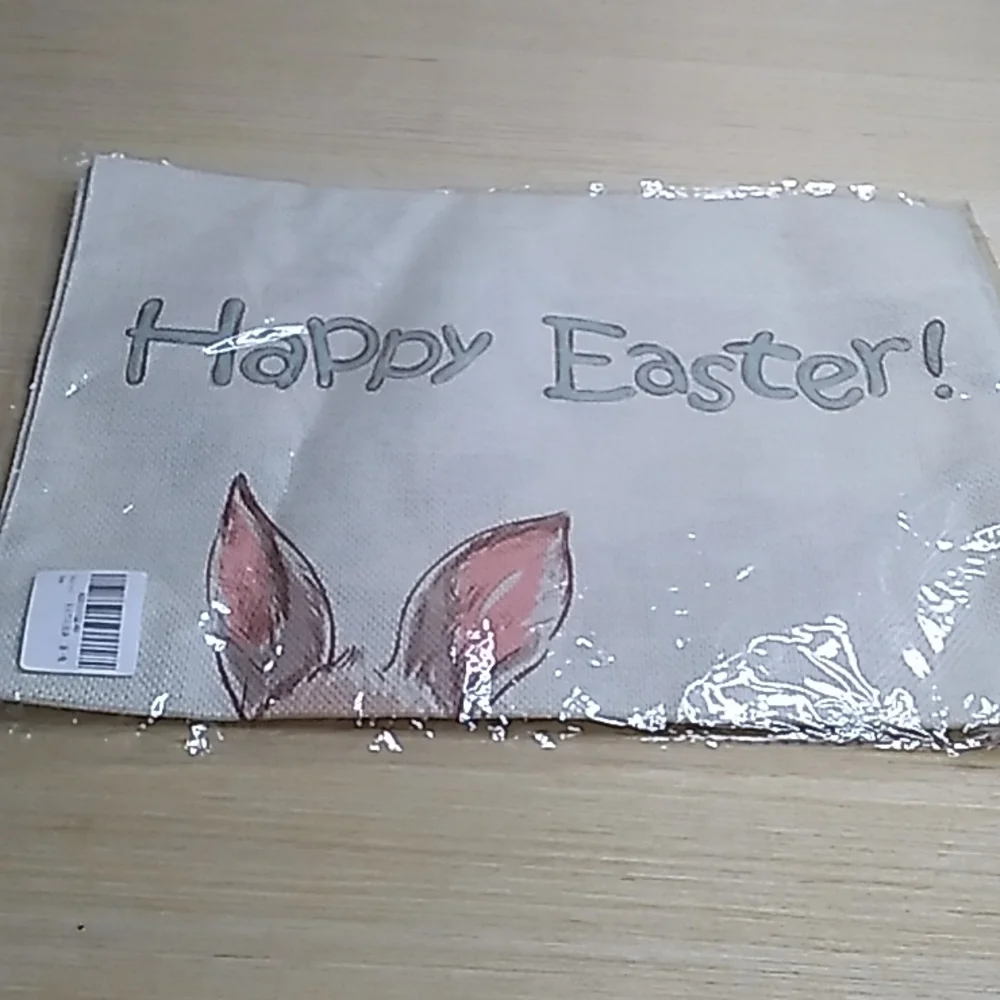 12.5 x 18.5 inches Outdoor flag Happy Easter cute bunny on Burlap fabric